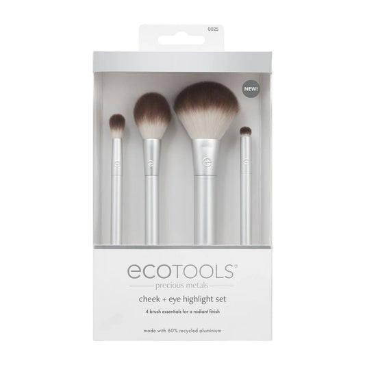 Ecotools Precious Metals Cheek + Eye Highlight Makeup Brush Set - New