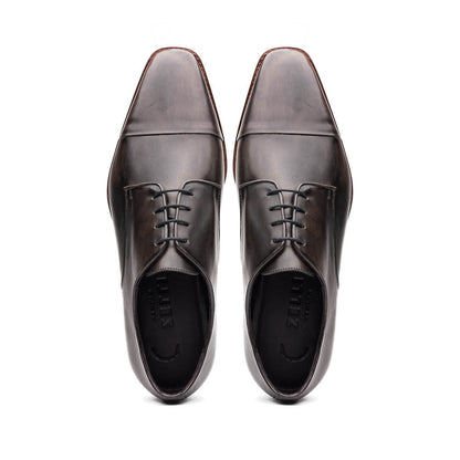 25-550-GRY ENZO Italian Calfskin Cap Toe Burnished Black