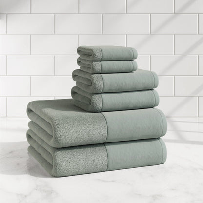 Cotton Linen-Like Border 6-Piece Towel Set - Priya Collection