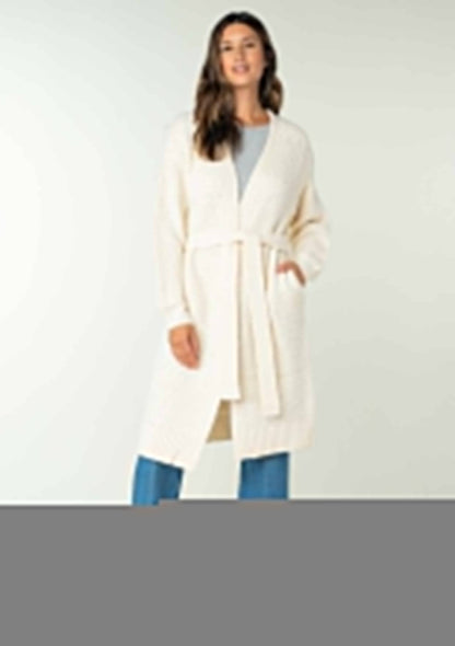 Lovestitch Long Sleeve Honeycomb Tie Front Cardigan
