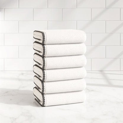 Cotton Border-Stitched 6-Piece Towel Set - Valery Collection