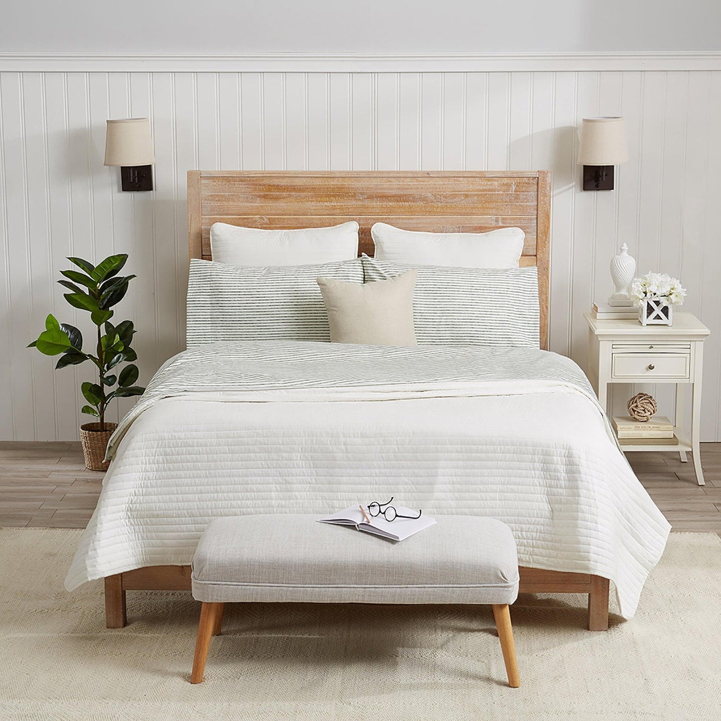 Striped Microfiber Sheet Set - Evette Collection