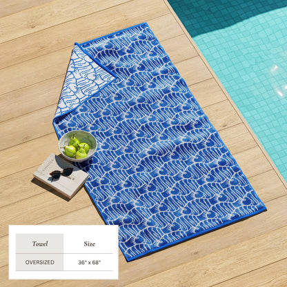 Oversized Retro Printed Beach Towel - St. Barts Collection