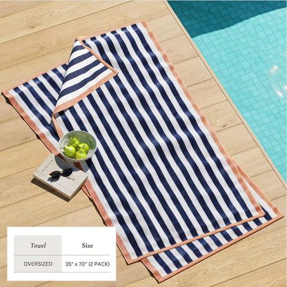 Oversized Striped Border Cabana Beach Towel - Santa Cruz