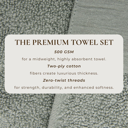 Cotton Linen-Like Border 6-Piece Towel Set - Priya Collection