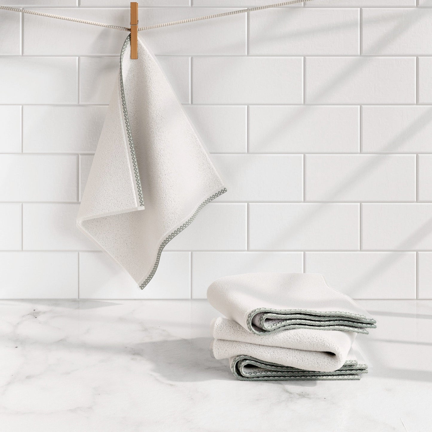 Cotton Border-Stitched 6-Piece Towel Set - Valery Collection