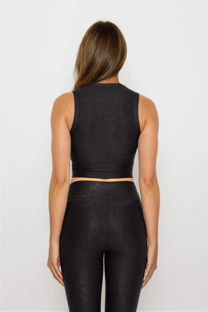 Luxe Edge Leather-Look Crossover  Crop Top