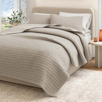100% Cotton Honeycomb Waffle Garment Washed Quilt Set - Genevieve Collection