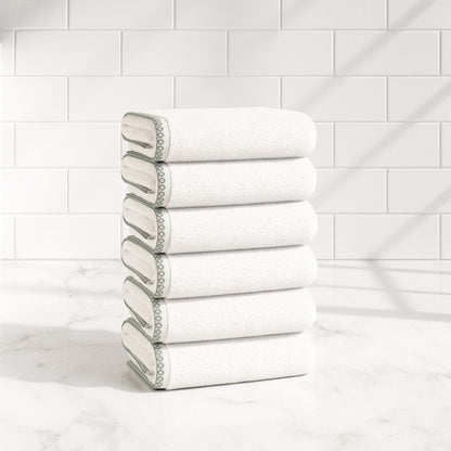 Cotton Border-Stitched 6-Piece Towel Set - Valery Collection