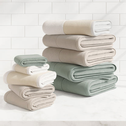 Cotton Linen-Like Border 6-Piece Towel Set - Priya Collection