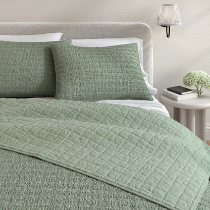 100% Cotton Honeycomb Waffle Garment Washed Quilt Set - Genevieve Collection