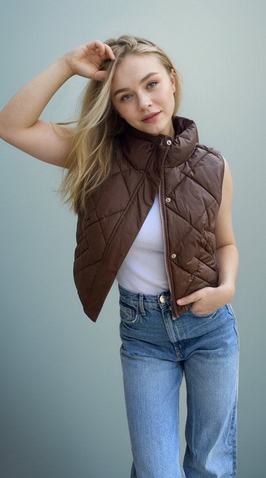 Vegan Leather Puffer Vest