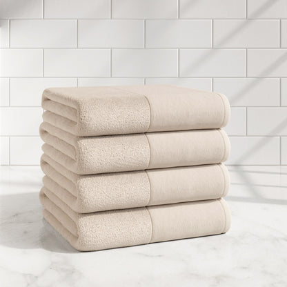 Cotton Linen-Like Border 6-Piece Towel Set - Priya Collection