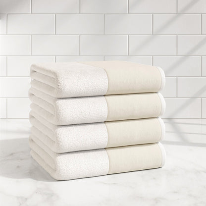 Cotton Linen-Like Border 6-Piece Towel Set - Priya Collection