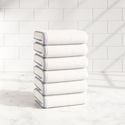 Cotton Border-Stitched 6-Piece Towel Set - Valery Collection