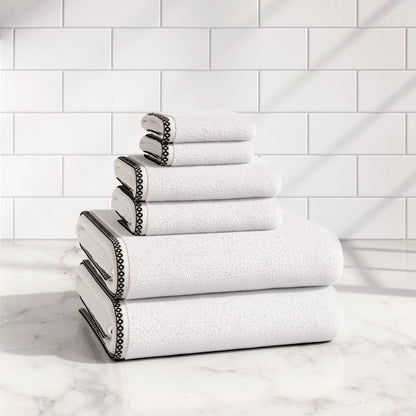 Cotton Border-Stitched 6-Piece Towel Set - Valery Collection