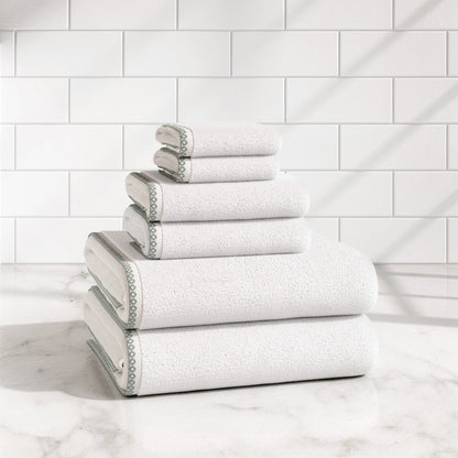 Cotton Border-Stitched 6-Piece Towel Set - Valery Collection