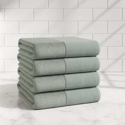Cotton Linen-Like Border 6-Piece Towel Set - Priya Collection